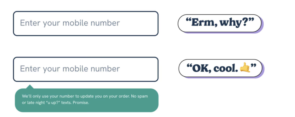 Tell your customers why example