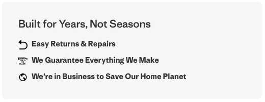 Patagonia copy example — Bottom of funnel
