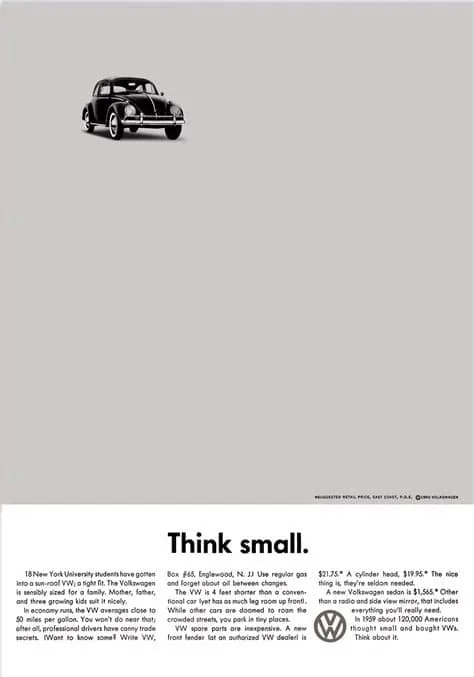 VW Think Small ad from the 1960s