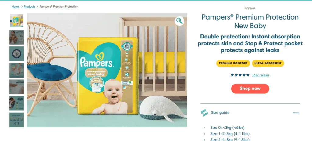 Pampers copy example