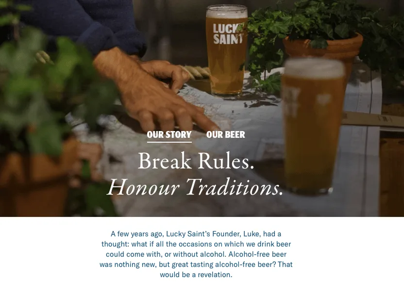 Lucky Saint brand story example 1
