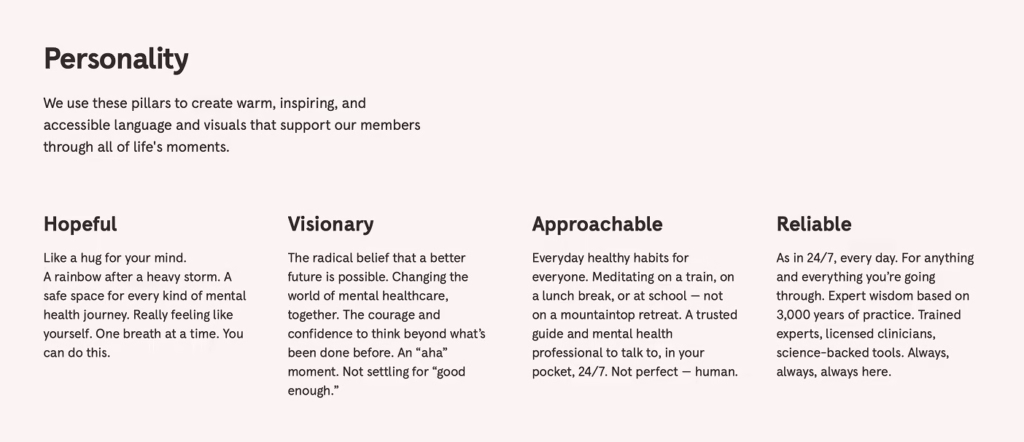 Headspace’s really handy brand voice guidelines