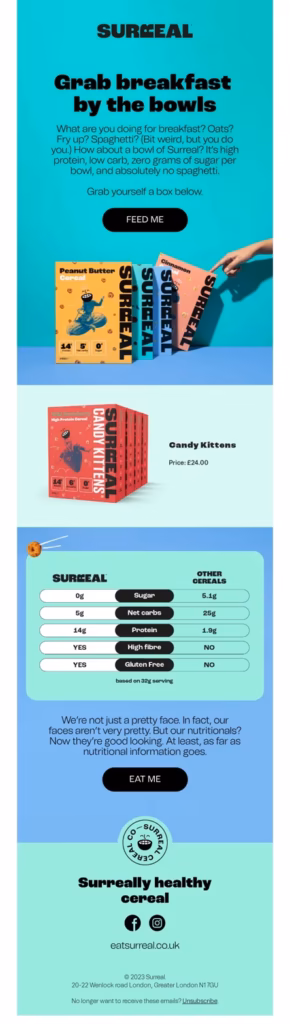 Surreal’s banging, non-discount abandoned cart email